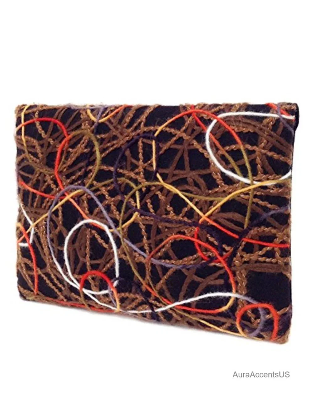 Boho Mixed Fabric Envelope Clutch w/ Chain Strap